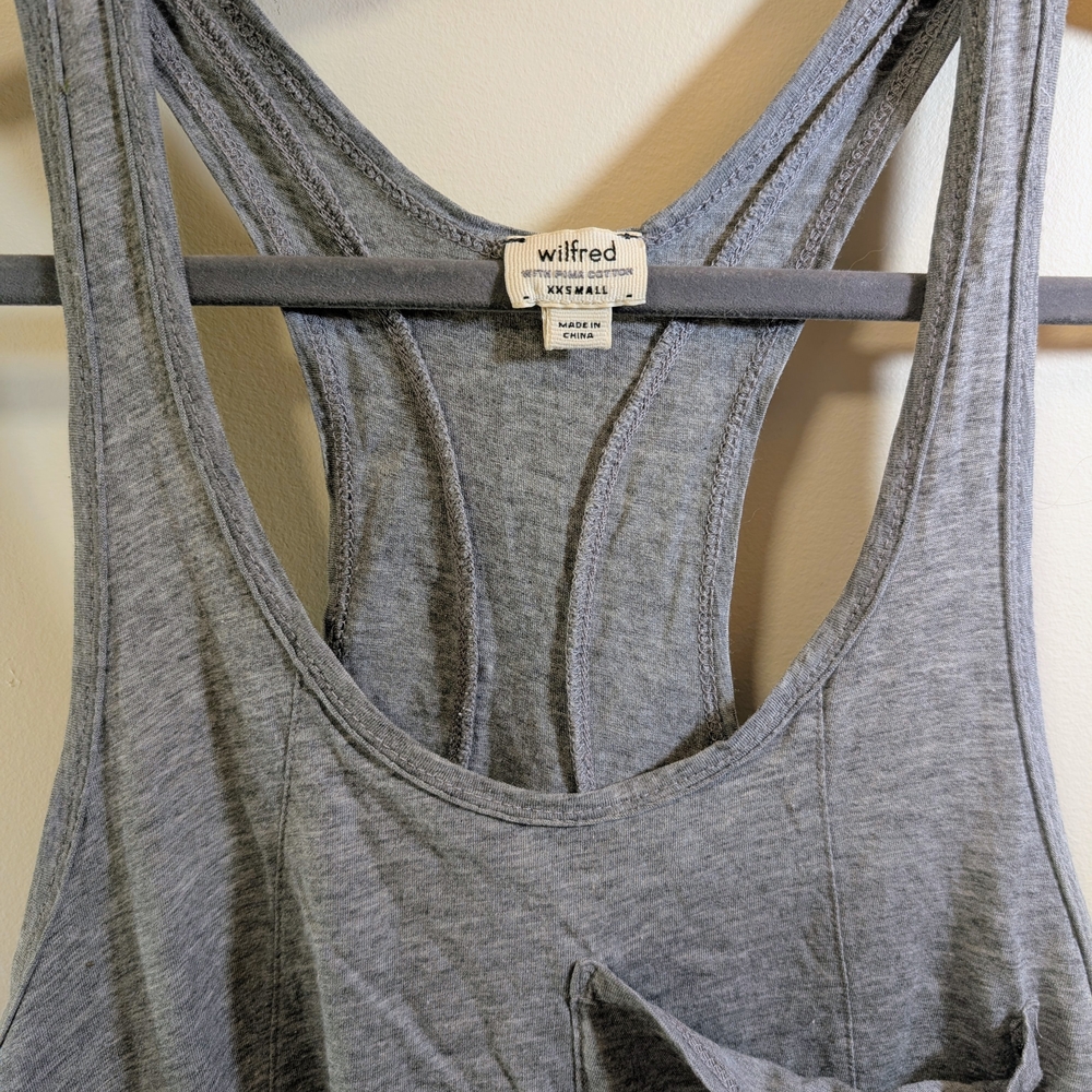 Wilfred Aritzia Grey Pima Cotton Racerback Pocket Tank XXS - Picture 3 of 6